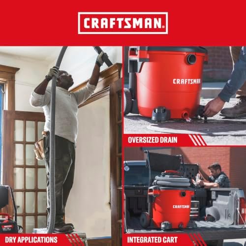 CRAFTSMAN CMXEVBE17656 20 Gallon 6.5 Peak HP Wet Dry Shop Vacuum with Cart