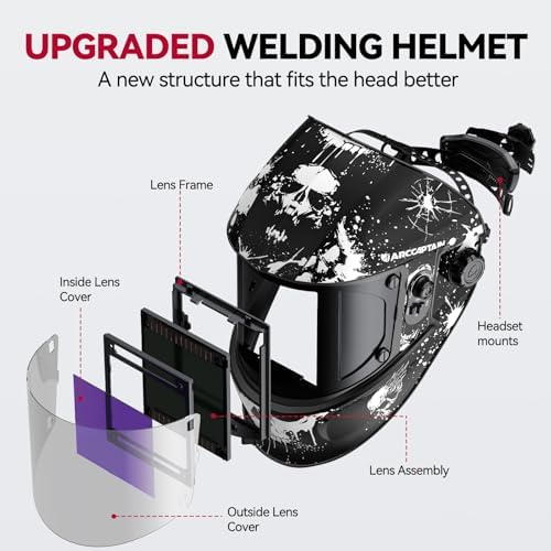 ARCCAPTAIN Welding Helmet, 3.94"×3.66" Auto Darkening Welding Hood