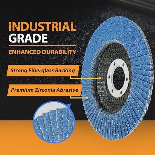 LotFancy Flap Disc 4 1/2” for Angle Grinder, 40 Grit, Bevel Type 29, Premium Zirconia Abrasive Grinding Wheels, 4.5" x 7/8” Flap Sanding Disc for Metal, Stainless Steel, 10-Pack