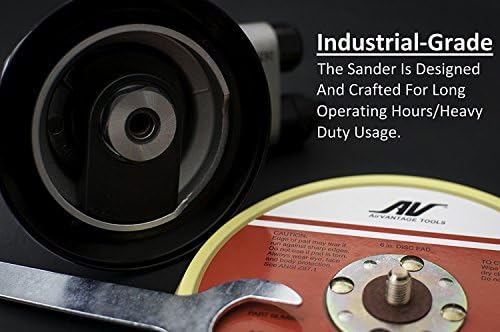 AirVANTAGE Industrial Grade Random Orbital Air Sander Non-Vacuum With Low-Profile Pad, 1/4 in. NPT Air Inlet (5": 3/16- Hook & Loop)