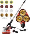 Electric Diamond Polisher Machine+Telescopic Rod 3800W 6 Speed Gears Triple Head Concrete Diamond Grinder for Metal,Stone,Cement Brick Surface Grinding,Epoxy Resin Removal Rock Granite