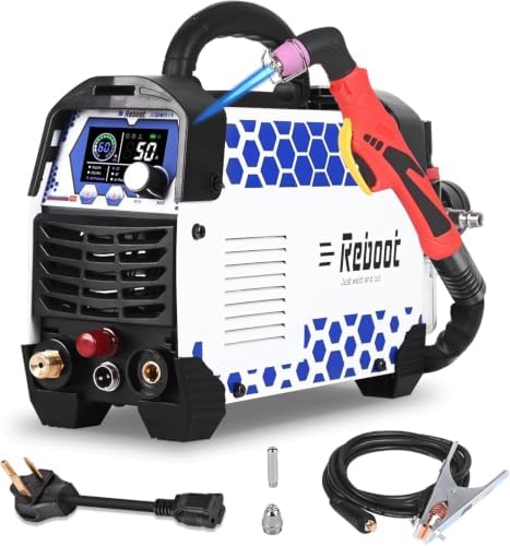 Reboot Plasma Cutter, 2025 Upgraded 60Amps Cutter Machine with 120/240V Dual Voltage DC Inverter IGBT 1/2 Inch Clean Cut, 4/5 inch Maximum Cut, Mesh Cutting, Rust Removal