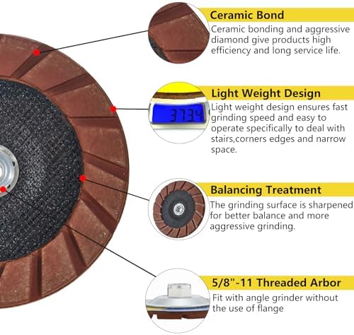7" Ceramic Bond Diamond Cup Wheel for Concrete, 5/8-11, 50 Grit