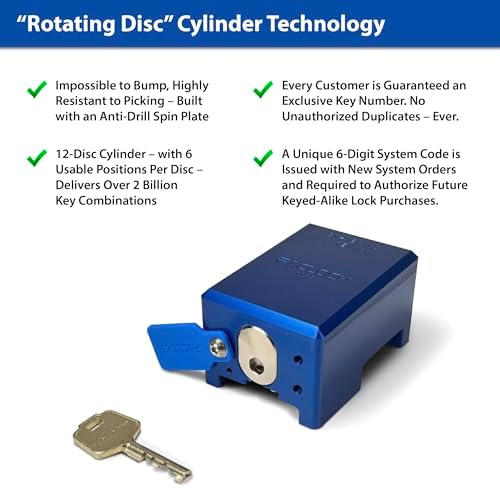PACLOCK's 81-Series Patented Trailer Door Lock, High Security Rotating Disc, Manufacturer-Controlled Key Assigning, Exclusive Key Number, Keyed Differently w/ 1 Key, Silver
