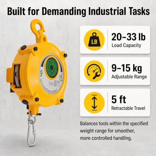 Spring Balancer, 20-33lbs Retractable Spring Balancer with Hook, 5 Ft Adjustable Retractable Tool Fixture Holder for Assembly Lines, Automotive Processing, Accessory Welding, etc