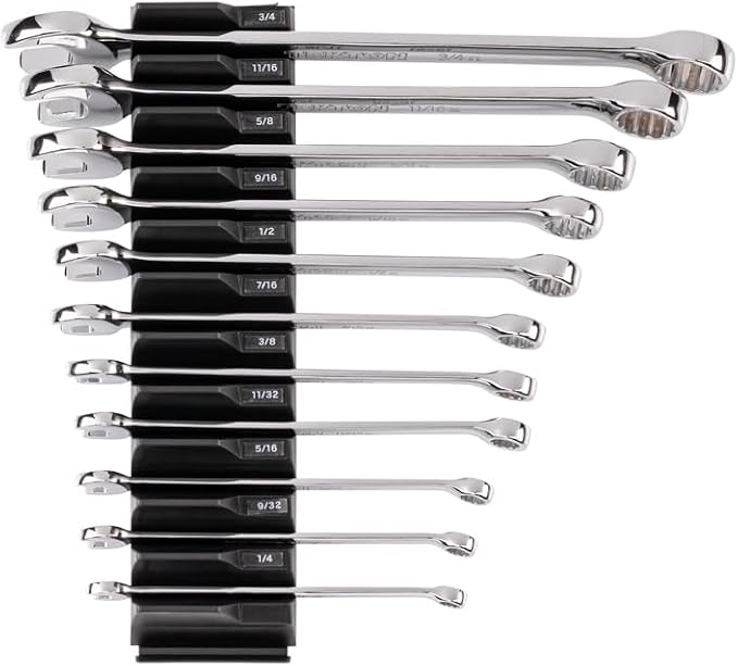 TEKTON Combination Wrench Set, 11-Piece | WCB95101 | (1/4 - 3/4 in.), Modular Organizers, Chrome Finish