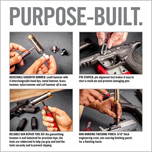 Real Avid Accu-Punch Hammer & Roll Pin Punch Set – Armorers Tool Kit with Small Hammer, 4 Interchangeable Heads, Roll Pin Punch Tools, Pin Starter & Kickstand Case for Organization