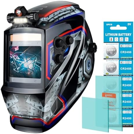 TRQWH Welding Helmet Auto Darkening Large Viewing True Color Solar Powered Welding Mask with 4 Arc Sensor Adjustable Wide Shade Range 4~5-8/9-13 Welder Mask with Grinding