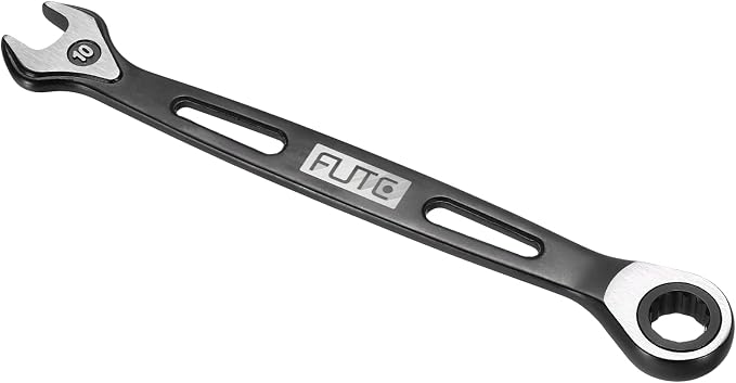 HARFINGTON Ratcheting Combination Wrench 10mm Stubby Wrench Metric High Carbon Steel Double 12-Point Box Open-Ended Ratchet Spanner Tool for Household Garage Workshop Auto Repairs, Black
