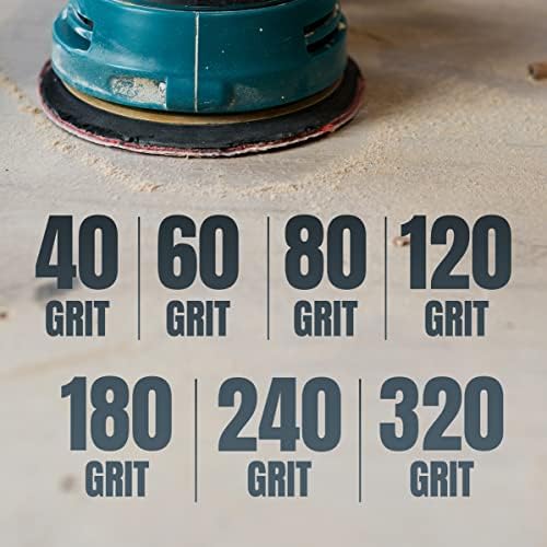 POWERTEC 75PK, 80 Grits, Sanding Discs 5 Inch - Hook and Loop, 5 Inch 8 Hole Aluminum Oxide Sandpaper Discs, Woodworking Sanding Pads for Random Orbital, Palm, Air, DA & Pneumatic Sander (45008)