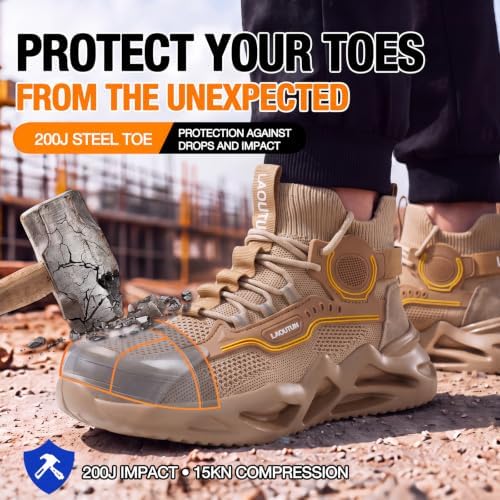 LAoutun Steel Toe Shoes for Men Work Shoes Safety Sneakers Lightweight