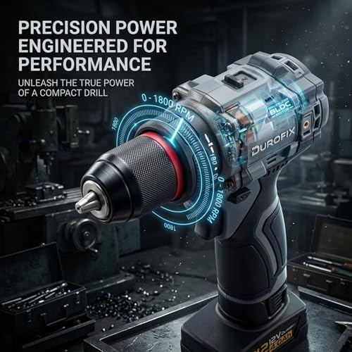 Durofix G12 Series RK12136-2-K3 12V Cordless 3/8" Hammer Drill Power Tool Combo Kit with 3 Inch Compact Cut Off Tool, 1 Battery & Charger