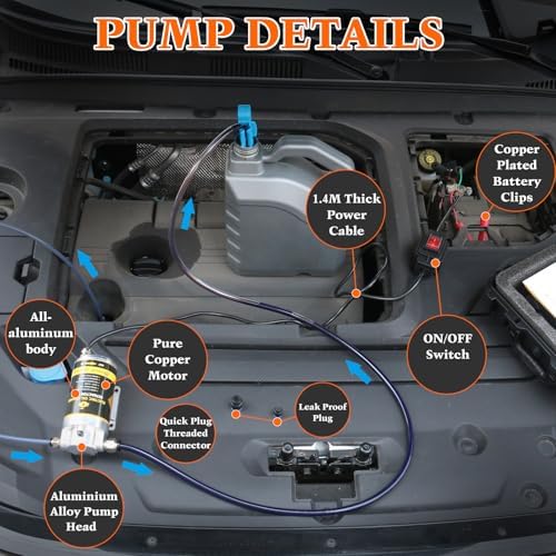 12V 100W Portable Oil Transfer Pump Set, 1-4L/min Engine Oil Pump for Engine Oil, Gear Oil, Lubricating Oil, Electric Self-Priming Motor Oil Extractor Pump for Boat, Car, Truck and Lawnmower