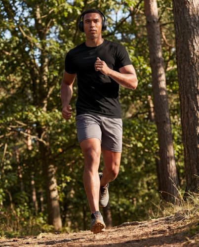 5 Pack Men's Dry Fit Workout T Shirts Crew Neck Athletic Gym Running Tees