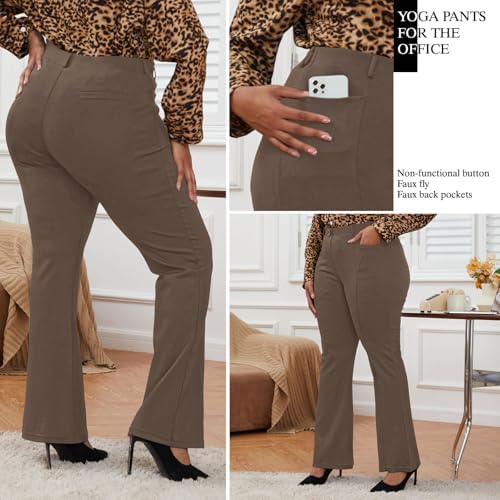 DGD Wrinkle-Free Stretch Dress Pants Plus Size for Women Pull-on Pant Ease into Comfort Office Pant