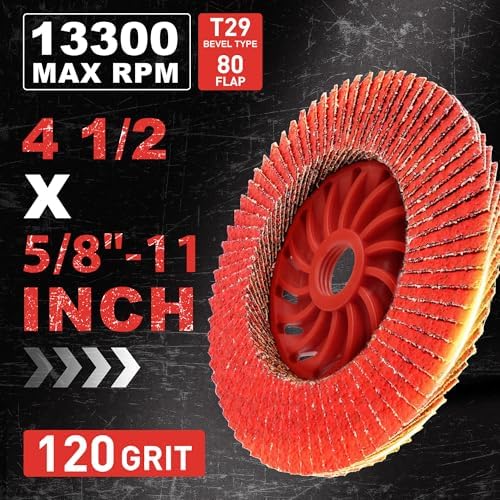 Ceramic Flap Discs 4 1/2 for Angle Grinder, 120 Grit Type 29, 6 Pack