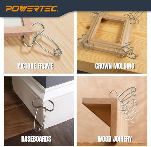 POWERTEC Miter Spring Clamps Kit with Spring Loaded Pliers and 8 Miter Clamps – Quick Clamp Set for Woodworking, Picture Frames, Wood Trim, and Crown Molding (72341)