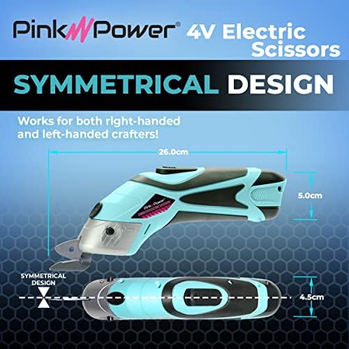 Pink Power Electric Fabric Scissors for Crafts, Sewing, Cardboard, Carpet & Scrapbooking - Heavy Duty Cutting Tool, Automatic Cordless Electric Scissors Fabric Cutter & Rotary Cutter Set (Aqua Splash)