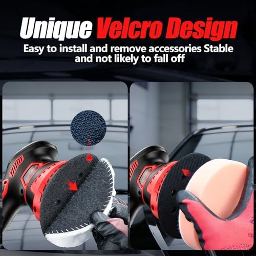 Cordless Car Buffer Polisher, 6-Speed Orbital (5500RPM) DA Polisher with 2x 21V 2000mAh Batteries, 6 Inch Lightweight Power Buffer for Car Detailing, Waxing, Polishing & Scratch Removal