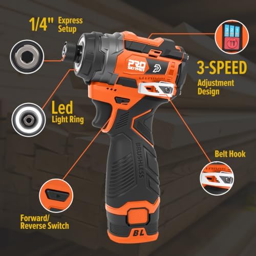 Prostormer 17V Cordless Impact Driver Set, 140Nm Brushless Screwdriver