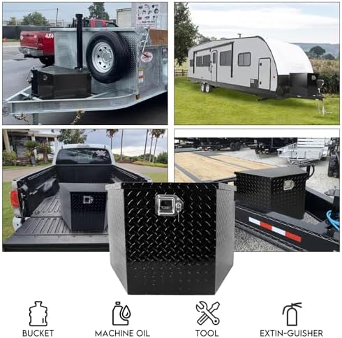 BLACKHORSE-RACING Heavy Duty Aluminum Trailer Tongue Tool Box for Pick Up Truck Bed RV ATV with Lock & Keys 29"(L) X17(W) X18(H)-Black