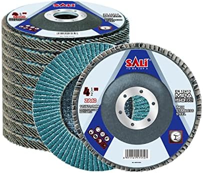 Sali 10 Pack Zirconia Flap Disc 40 Grit 4.5" x 7/8-Inch Sanding Disc Bevel Type #29 Premium and Industrial Grade Angle Grinder Grinding Wheel High Performance Edge Grinding