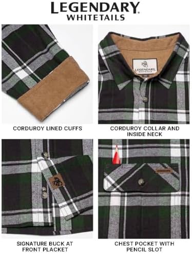 Legendary Whitetails Mens Flannel Long Sleeve Button Down 100% Cotton Shirt