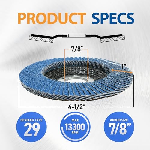 LotFancy Flap Disc 4 1/2” for Angle Grinder, 40 Grit, Bevel Type 29, Premium Zirconia Abrasive Grinding Wheels, 4.5" x 7/8” Flap Sanding Disc for Metal, Stainless Steel, 10-Pack