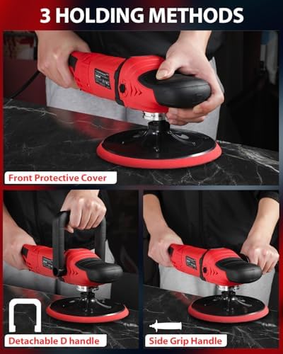 AVID POWER Car Rotary Buffer Polisher Waxer 1200W 6 Speeds, 4*6” Polish Pad