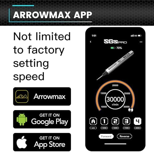 AM ARROWMAX Smart Engraving Pen, HollowCup Motor, 42 Bits with Aluminum Case, OLED, Magnetic Charge, Mini Electric Engraving Tool for Metal, Wood, Glass and Plastic (SGS PRO)