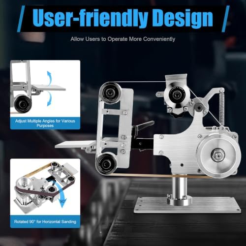 Abrasive Belt Machine, 30 x 1 in Belt Sander Polisher Sharpener Grinder w/DC Brushless Motor Stepless Speed Regulation Small Vertical and Horizontal Household Brushless Belt Machine