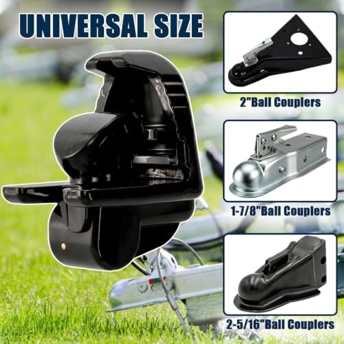Trailer Hitch Lock 2-Pack for 1-7/8",2",2-5/16" Couplers, Heavy Duty,Black