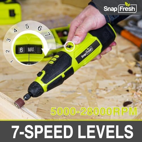 SnapFresh 12V Cordless Rotary Tool Kit with Flex Shaft, 80+ Accessories