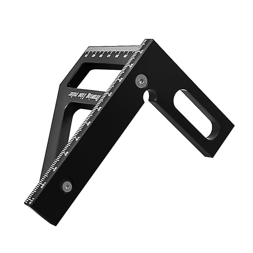 3D Multi-Angle Measuring Tool,45/90 Degree Aluminum Alloy Woodworking Square Protractor, Drawing Line Ruler, Miter Triangle Ruler Layout Measuring Tool for Woodworking (Metric-Black)