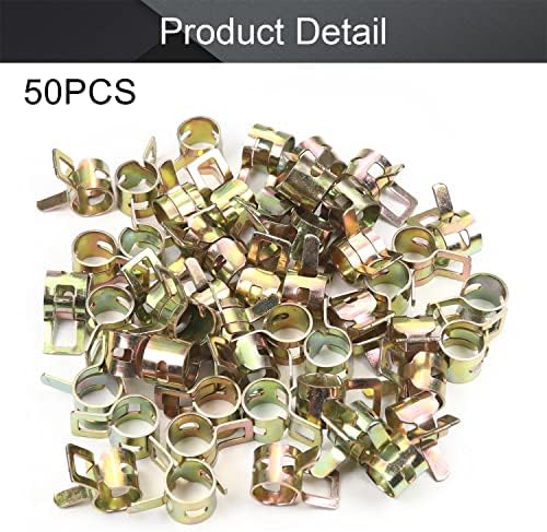Fielect 50pcs 5/16" / 8mm Spring Band Type Action Hose Pipe Clamp Low Pressure Air Clip Clamp Fasteners Assortment Kit for Plumbing, Automotive and Mechanical