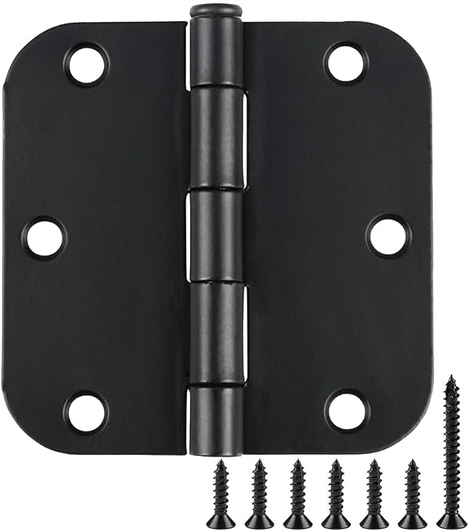 40 Pack Black Door Hinges 3-1/2" x 3.5 Inch, 5/8 Radius, 3 ½" No Squeak,Round Matte Black Interior Hinge for Closet Doors Office Game Bed Room,Door Hardware for House