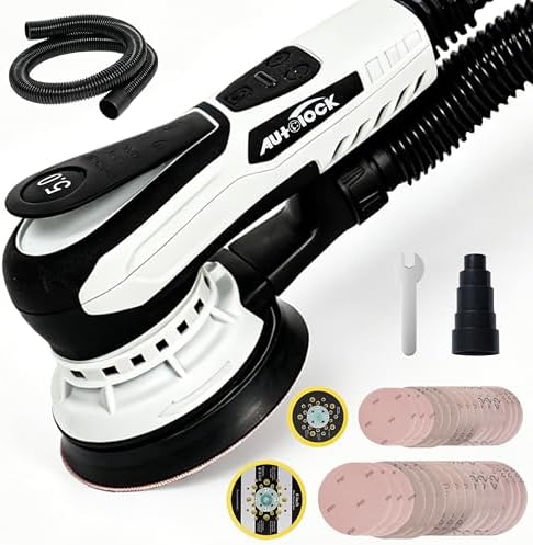 Autolock Electric Random Orbital Sander, 350W Brushless Motor with 5 & 6 Inch Pads, 10000RPM Palm Sander for Woodworking, Sanding and Polishing (1pcs)