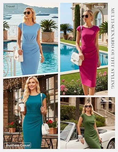 GRACE KARIN Women's Cap Sleeve Bodycon Work Business Office Midi Dress