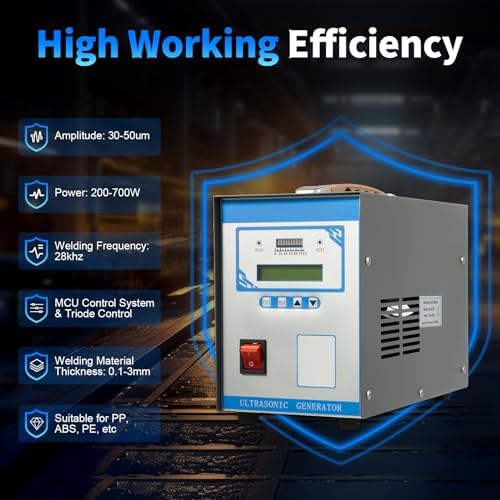 Ultrasonic Spot Welder, 200-700W Plastic Welding Machine with MCU Control System and Triode Control, 28KHZ High Speed Handheld Welder, Portable Spot Welding Machine for PP ABS PE