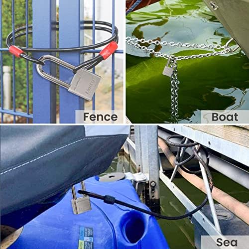 Unity Marine Padlock Keyed Alike 100% Stainless Steel Weatherproof for Sea, Boat, Port, Gate, Anti-Pick (2, 40mm Long Shackle)