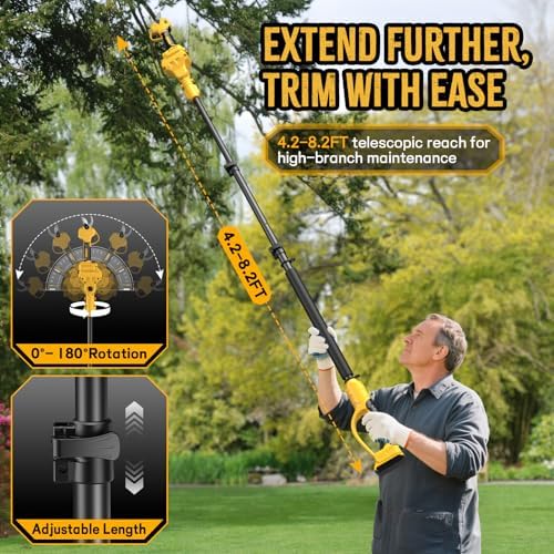 2 IN 1 Electric Pruning Shears with Pole for Dewalt 20V Max Battery