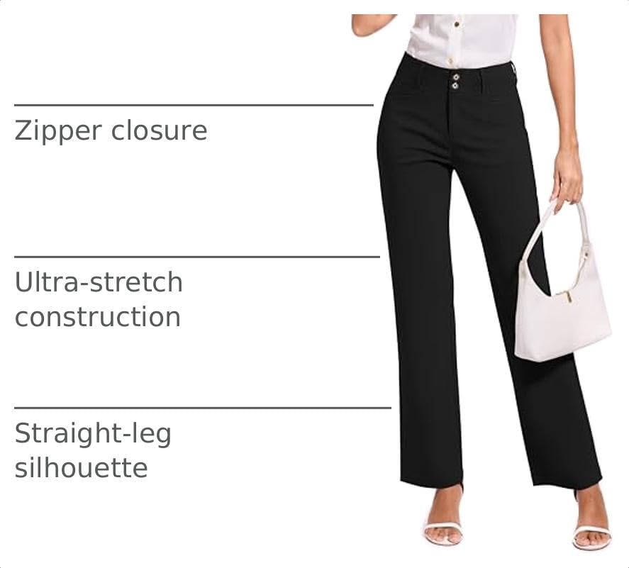 KICZOY Women Dress Pants Stretch Business Straight Leg with Pockets Wear to Work Casual 2026 Suitpants
