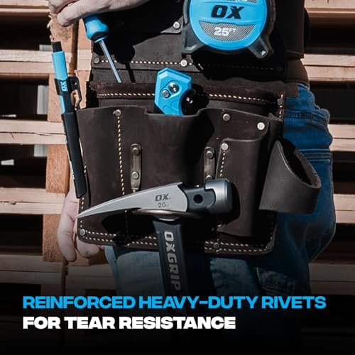 Ox Pro Full Grain Leather Tool Pouches - Made with Double Stitching and Rivet Reinforced Pockets
