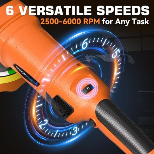 1200W 6" Rotary Buffer, 2500-6000RPM, Detach Handle, Car/Boat Sand & Wax