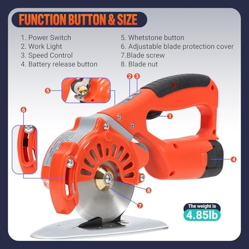 VLOXO Cordless Electric Rotary Scissors Power Fabric Cutter with 2 Battery