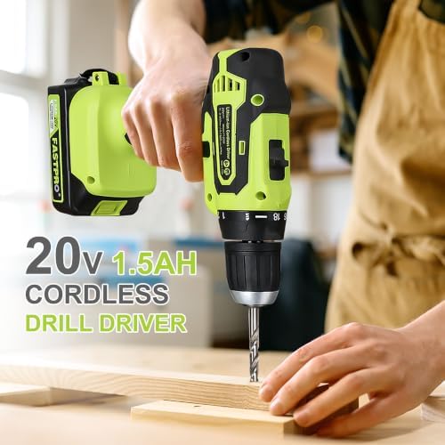 FASTPRO Home Tool Set with Drill, Household Repairing Tool Kit, Green