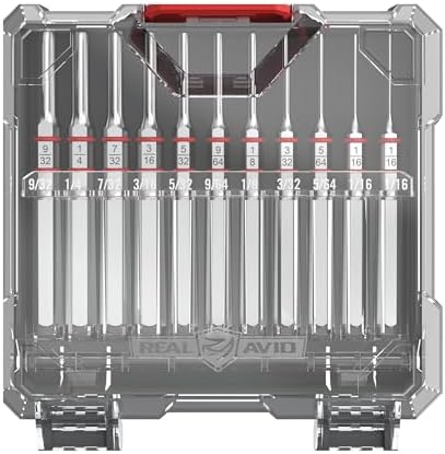 Real Avid 11-Piece Pin Punch Set - Portable All-in-One Punch Set with Storage Case - Choose Between Roll Pin, Standard or Brass and Steel Set