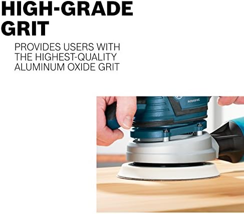 BOSCH ROS10 120 Volt Random Orbit Sander, Blue, 5&BOSCH SR5R000 6-Piece Assortment 5 In. 8 Hole Hook-And-Loop Sanding Discs