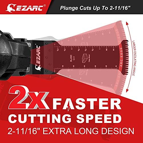 EZARC Japanese Tooth Oscillating Saw Blades, 20 PCS Extra-Long Arc Edge Oscillating Multitool Blades Clean Cut for Wood and Plastic, Universal Quick Release Multi Tool Blades Kits