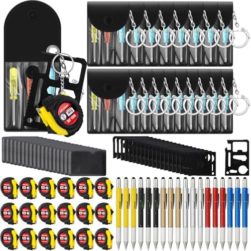 72 Pcs Mini Screwdriver Tape Keychain Set Multitool Pen Card Father's Gifts Bulk Mini Tool Set for Adult Men Dad (Multicolor)